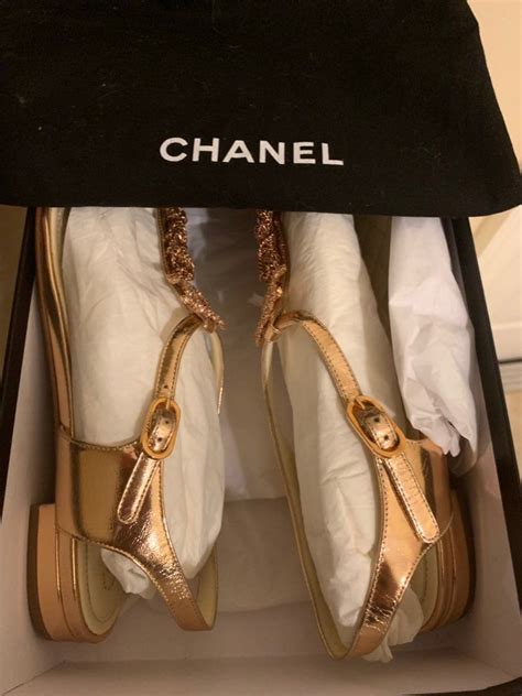 sandali chanel oroplatinox|authentic Chanel sandals.